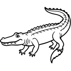 Crocodile line art vector