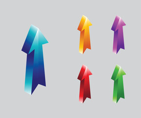 Glossy 3d arrow icons progress direction and growth