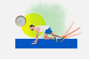 Template poster trend photo collage of hobby sport determination warmup fitness motivation athlete...