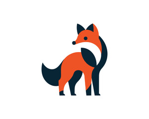 Minimalist fox vector logo design in geometric style