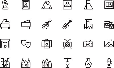 Obraz premium Minimalist Line Icons Representing Various Sports Equipment and Activities vector