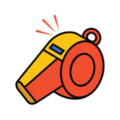 whistle blowing doodle style on white