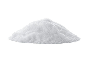 A small, elongated, transparent snow pile with soft texture and fluid form, isolated on a pure transparent background with even, diffuse studio lighting and no shadows. Concept of pristine
