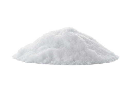 A small, elongated, transparent snow pile with soft texture and fluid form, isolated on a pure transparent background with even, diffuse studio lighting and no shadows. Concept of pristine