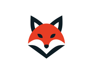 Obraz premium Minimalist geometric fox head vector logo design