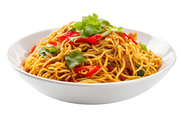 Delicious Spicy Noodles Asian Cuisine, Chili, Cilantro Garnish