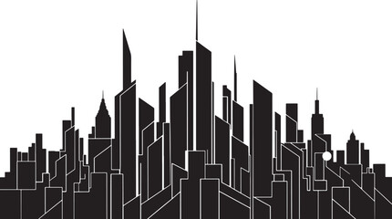 Obraz premium Modern Cityscape Silhouette Vector Illustration for Urban Design and Architectural Visualization Projects