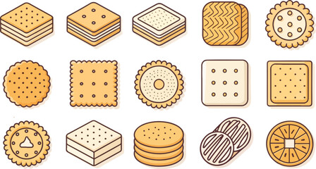 Set of Biscuit vector design in white background, Biscuit icon vector design, Biscuit illustration vector design