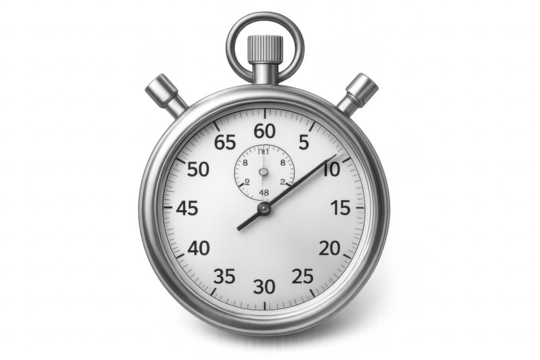 Classic Stopwatch Measuring Time with Transparent Background