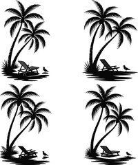 Fototapeta premium palm tree summer silhouette, summer vacation silhouette, tropical vacation silhouette, beach holiday silhouette