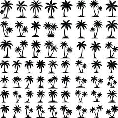 palm tree silhouettes bundle, tropical palm tree svg, beach palm tree silhouette pack, coconut tree silhouette bundle