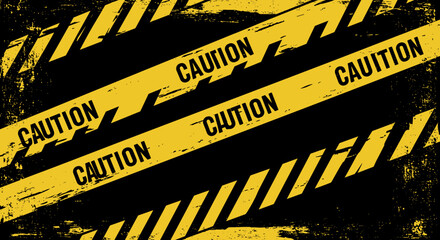 Grungy caution tape warning design with black and yellow stripes