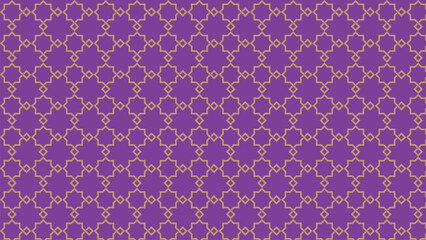 Seamless Islamic geometric pattern in purple and gold. Perfect for Ramadan, Eid, backgrounds, wallpapers, Islamic art, textiles, and decorative designs.