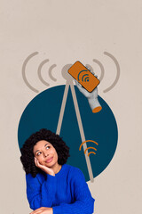 Collage Showing Smartphone laptop Wifi Icons Symbolizing Internet Connection Social Media Freelance...