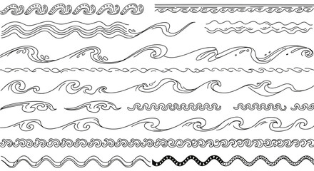 Elegant wave borders: decorative ocean patterns and nautical lines