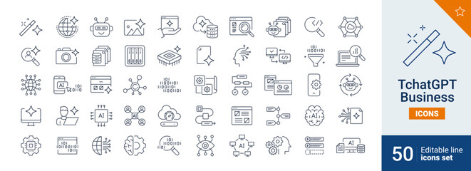 Tchat gpt icons Pixel perfect. system, computer, chatbot, ...	
