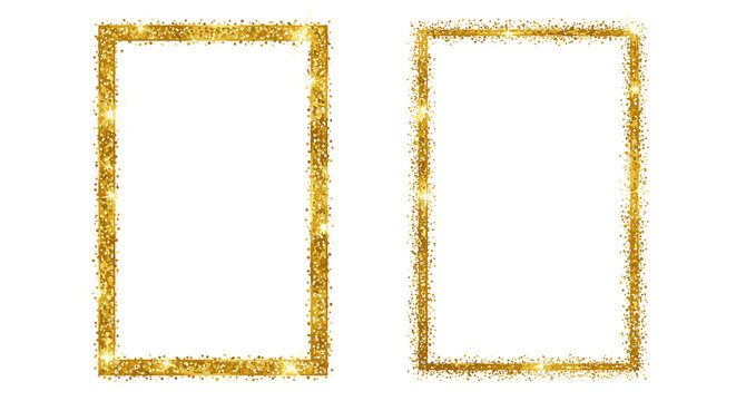 Elegant golden glitter borders with sparkling effects for festive designs