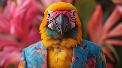 Vibrant parrot in a colorful blazer a charismatic and creative communicator