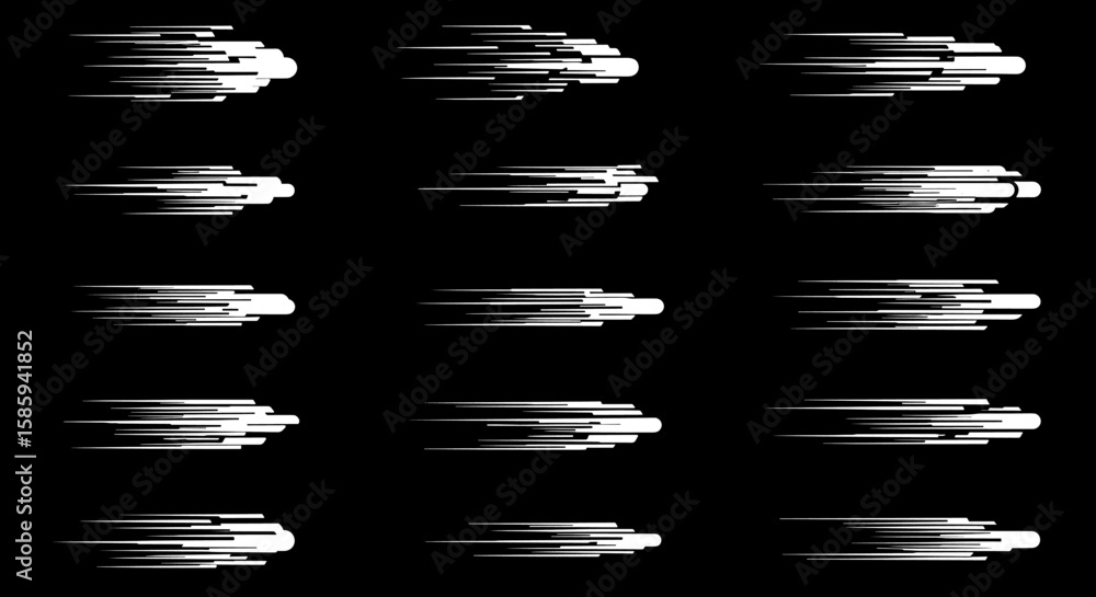 Poster dynamic speed lines set on black background for futuristic designs