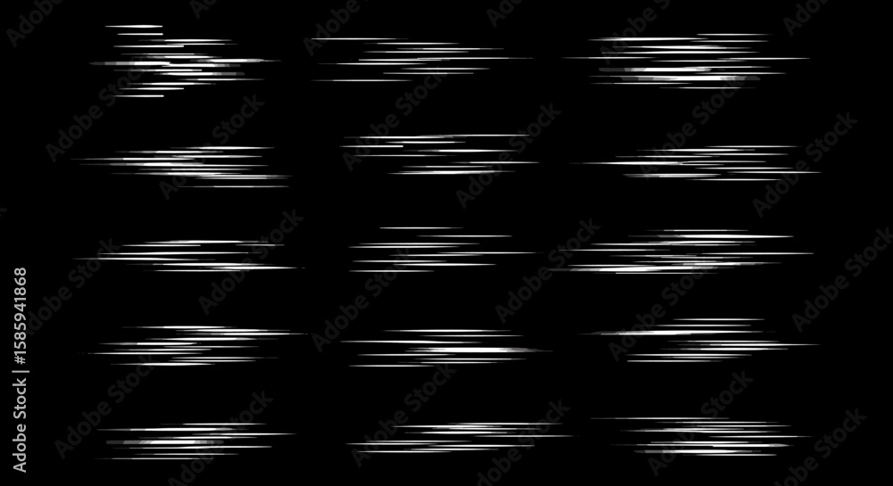 Poster glitch dynamic horizontal distortion elements set on black background