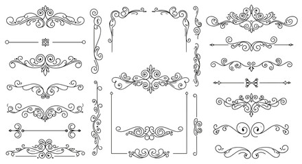 Elegant ornamental border designs and decorative swirl elements collection