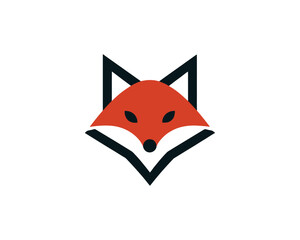 Obraz premium Bold Geometric fox head logo design minimalist vector icon