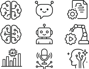 AI Icon Set | Artificial Intelligence, Machine Learning & Neural Network Symbols