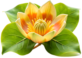 Tulip Tree Flower (Liriodendron tulipifera) generative ai