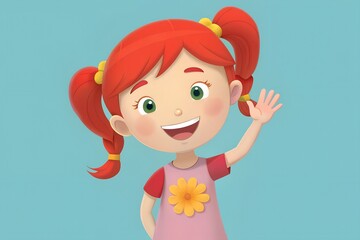 Cartoon Image of a Young Girl with Fair Skin