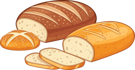 Bread vector design, Toasted Bread vector design, Set of Bread vector design