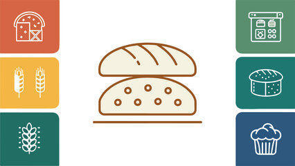 Bread icon Illustration vector design, Bread Illustration vector design, Bread logo Illustration vector design