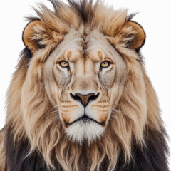 Regal Lion: A close-up portrait of a majestic lion, its intense gaze and magnificent mane commanding attention, showcasing the apex predator's power and grace.