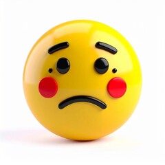Fototapeta premium 3D Render Of Sad Yellow Emoji With Red Cheeks On White