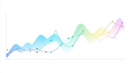 Colorful gradient data visualization graph with wavy lines, vibrant hues, and interconnected points, ideal for wallpaper, poster, banner, tech innovation, showcasing dynamic analysis
