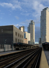 court square train station subway stop sign in queens new york city (nyc commute travel rail) 