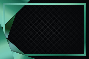 Glossy metallic green gradient frame black background design