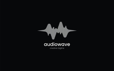 Striped Vertical Audio Waveform Logo. Can be used for vocal recording services, acoustic research, or streaming channel visuals