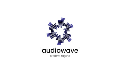 Geometric Radial Audio Equalizer Logo. Can be used for sound visualizer platforms, music events, or futuristic tech branding