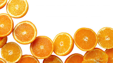 Fresh Orange Slices with Leaves fruit arrangements on Black Background
