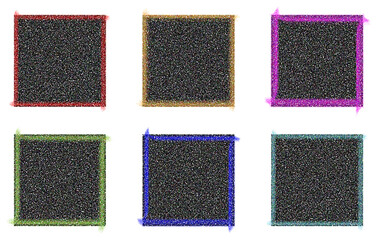 Fototapeta premium Hand-Drawn Square Frame Outline with Vibrant Brush Strokes – Colorful Vector Illustration of a Square Shape on White Background