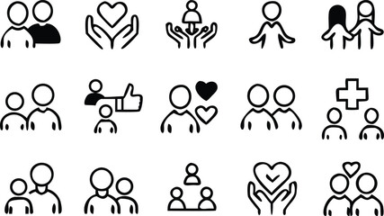 Obraz premium People icons with hearts and hands support