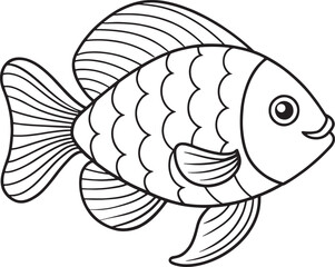 Outlined gourami fish illustration perfect for tropical themed coloring or design work