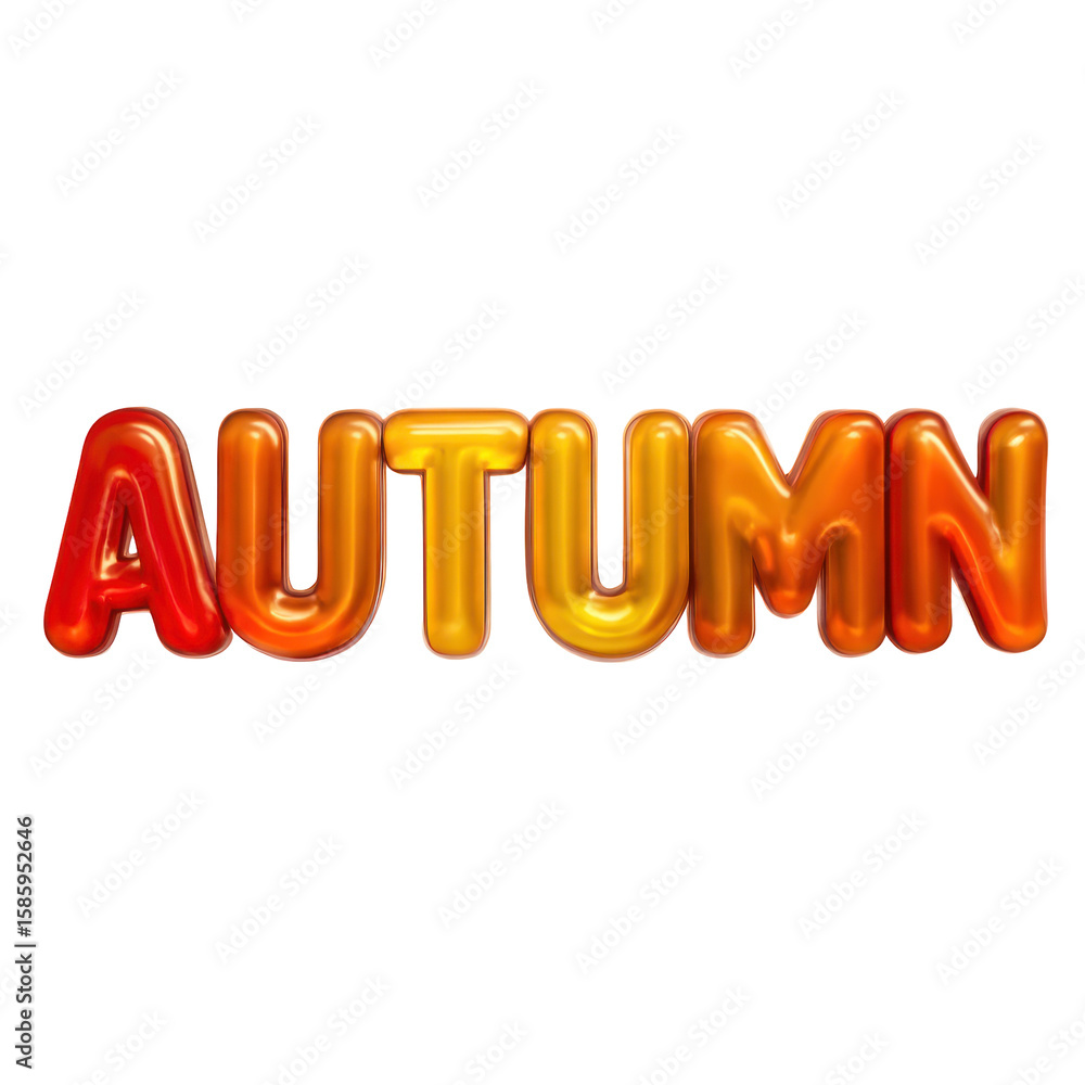 Fototapete 3D Translucent Autumn Icon Style with Gradient Orange And Red Colors Isolated On Transparent Background