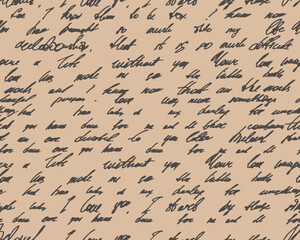 Unreadable poetry seamless pattern. Horizontal pattern with latin or english illegible words. Handwritten abstract text. Linear cursive lettering, handwritten abstract text. Vector banner. 