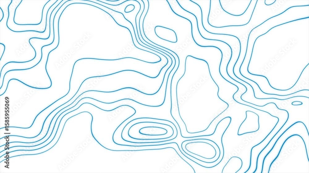 Poster blue minimal lines topographic contour map abstract tech background. seamless looping motion design.