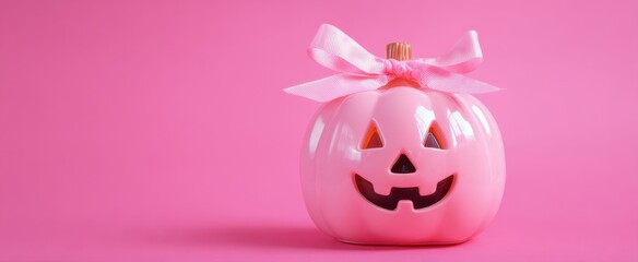 Obraz premium The pink pumpkin perfect for festive Halloween decoration and celebrations.