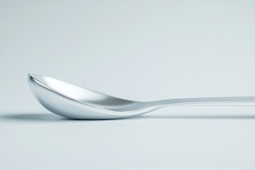 Silver Spoon Close-up on White Background Simple Utensil Still Life