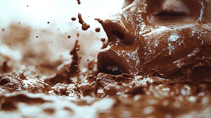 Woman's face covered in mud during a spa treatment for healthy skin and rejuvenation
