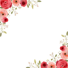 Elegant pink and red roses with delicate greenery border