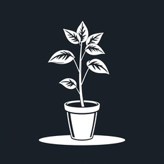 Pot plant outline icon with linear style . Plant in pot simple line vector icon for mobile concept and web design. Single potter plan.